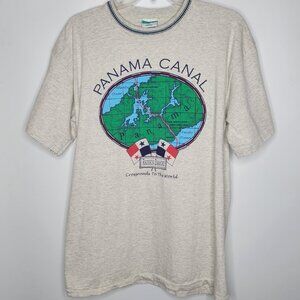 Vintage T-shirt Size L The Panama Canal Graphic Shirt USA